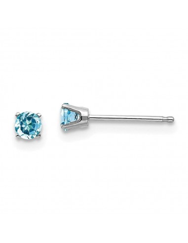 14k White Gold 3mm Blue Topaz Stud Earrings Venez acheter