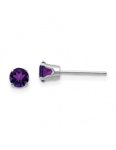 14k White Gold 4mm Amethyst Stud Earrings 2024