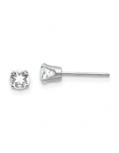 14k White Gold 4mm White Topaz Stud Earrings acheter