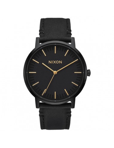 Nixon Men's Quartz Watch - Porter Leather Black Dial Black Strap | A10581031 Paris Déstockage Promo