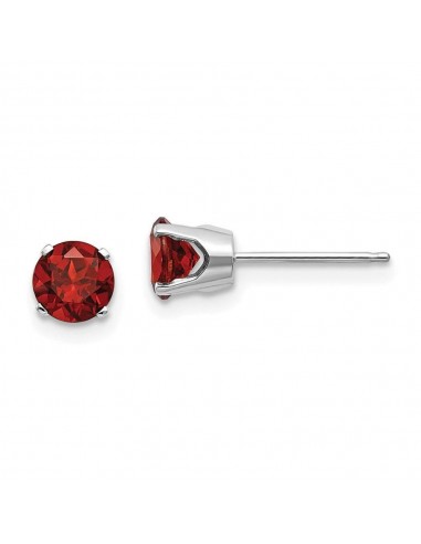 14k White Gold 5mm Garnet Stud Earrings prix