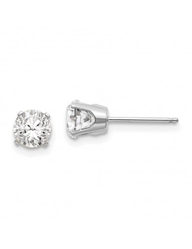 14k White Gold 5mm White Topaz Stud Earrings pas chere