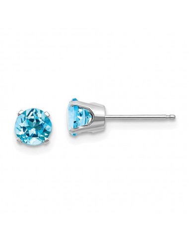 14k White Gold 5mm Blue Topaz Stud Earrings la chaussure