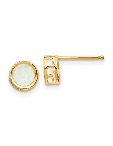 14k 5mm Bezel Opal Stud Earrings de pas cher