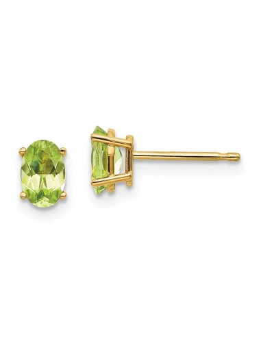 14k 6x4 Oval August/Peridot Post Earrings JUSQU'A -70%! 