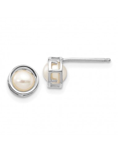 14k White Gold 5mm Bezel FW Cultured Pearl Stud Earrings livraison et retour toujours gratuits