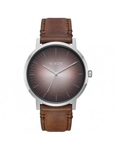 Nixon Men's Quartz Watch - Porter Leather Brown & Silver Tone Dial Strap | A10582594 pas cheres