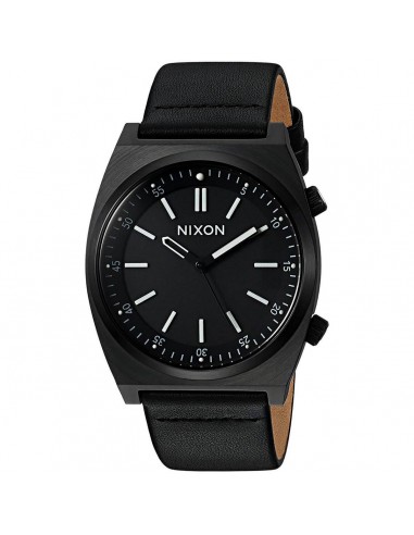 Nixon Men's Quartz Watch - Brigade Leather Black Dial Strap | A1178001 En savoir plus