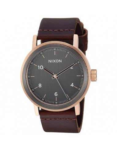 Nixon Men's Quartz Watch - Stark Leather Gunmetal Dial Brown Strap | A11942001 Jusqu'à 80% De Réduction