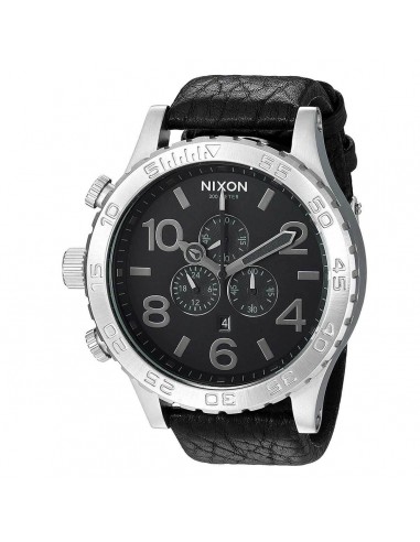 Nixon Men's Lefty Watch - 51-30 Chrono Leather Black Dial Strap | A1242788 50% de réduction en Octobre 2024