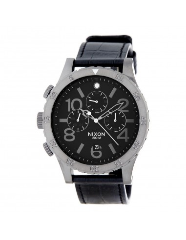 Nixon Men's Lefty Watch - 48-20 Chrono Leather Chronograph Black Strap | A3631886 les ligaments