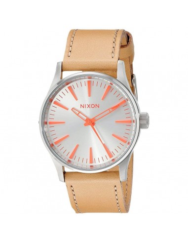 Nixon Women's Quartz Watch - Sentry 38 Silver Tone Dial Beige Strap | A3772089 pas chere