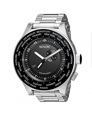 Nixon Men's Quartz Watch - Passport SS Black Dial Bracelet| A379000 pas cher