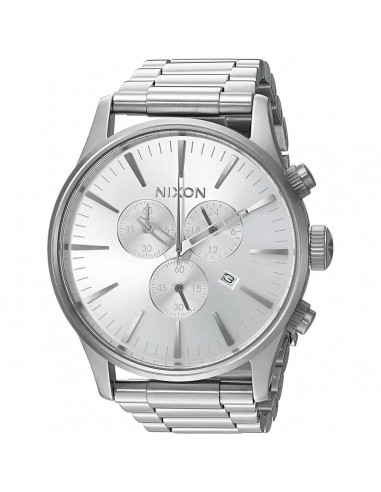 Nixon Men's Quartz Watch - Sentry Chrono Silver Tone Dial Bracelet| A3861920 Profitez des Offres !