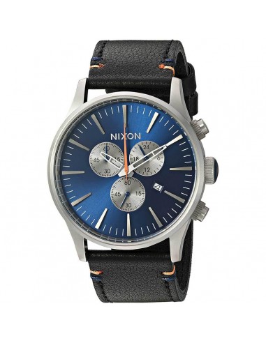 Nixon Men's Quartz Watch - Sentry Chrono Leather Blue & Silver Tone Dial Strap | A4051258 Véritable concentré