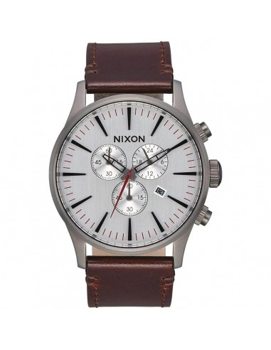 Nixon Men's Quartz Watch - Sentry Chrono Leather Brown Strap | A4052665 est présent 