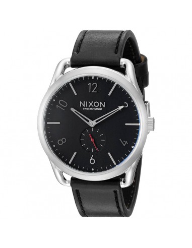 Nixon Men's Quartz Watch - C45 Black Dial Leather Strap | A465008 hantent personnes