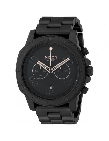 Nixon Men's Quartz Watch - The Ranger Chrono Black & Rose Gold Dial Bracelet | A549957 les muscles