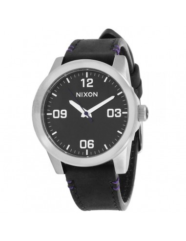 Nixon Women's Quartz Watch - The G.I. Leather Black Dial Strap | A933000 soldes