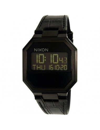 Nixon Men's Digital Watch - Re-Run Leather Black Strap | A944840 pas chere