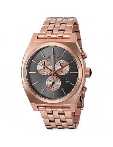 Nixon Men's Chrono Watch - Time Teller Chrono Grey & Rose Gold Dial Bracelet | A9722046 Livraison rapide