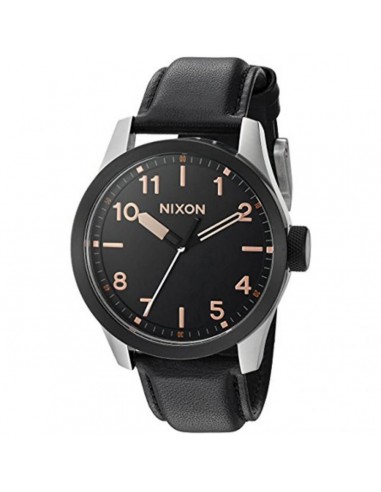 Nixon Men's Quartz Watch - Safari Leather Black Dial Black Strap | A9752051 Véritable concentré