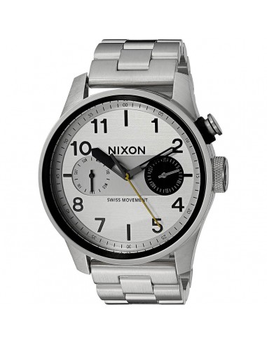 Nixon Men's Bracelet Watch - Safari Deluxe Silver Tone, Black & Grey Dial | A976130 À commander