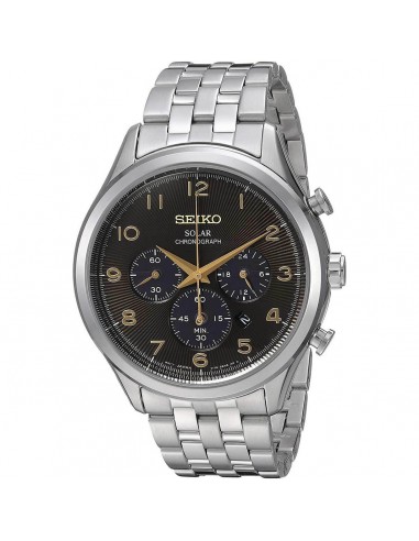 Seiko Men's Chronograph Watch - Core Solar Black Dial Stainless Steel Bracelet | SSC563 Venez découvrir notre 