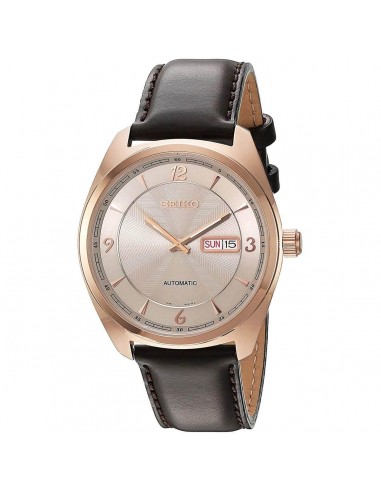 Seiko Men's Automatic Watch - Recraft Grey Dial Brown Leather Strap | SNKN72 shop