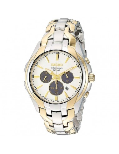 Seiko Men's Eco Drive Watch - Solar Black and Gold Tone Dial Bracelet | SSC634 2 - 3 jours ouvrés.