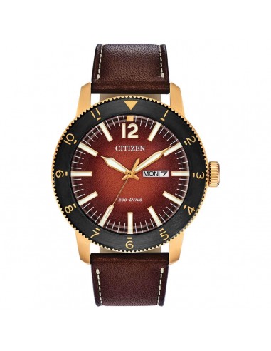 Citizen Men's Eco Drive Watch - Brycen Orange Dial Leather Strap | AW0076-03X Découvrez la collection