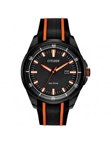 Citizen Men's Eco Drive Watch - Drive Black & Orange Silicone Rubber Strap | AW1608-01E commande en ligne