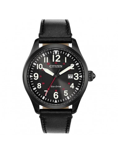 Citizen Men's Eco Drive Watch - Chandler Black Dial Leather Strap | BM6835-15E pas chere