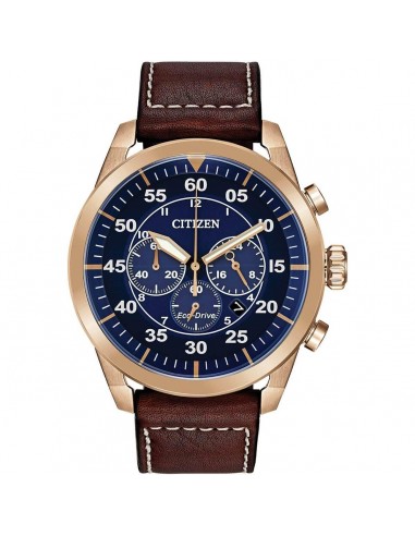 Citizen Men's Eco-Drive Watch - Avion Chronograph Brown Leather Strap | CA4213-18L le des métaux précieux