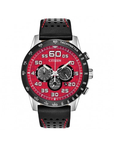 Citizen Men's Eco Drive Watch - Primo Chronograph Black and Red Strap | CA4430-01X Pour