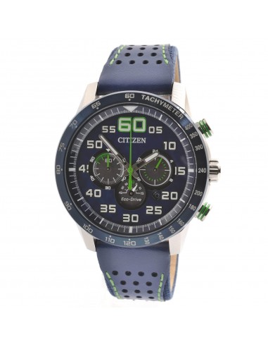 Citizen Men's Eco Drive Watch - Primo Chronograph Blue and Green Strap | CA4438-00L français