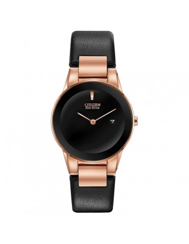 Citizen Women's Eco Drive Watch - Axiom Black Dial Black Leather Strap | GA1058-16E des créatures d'habitude